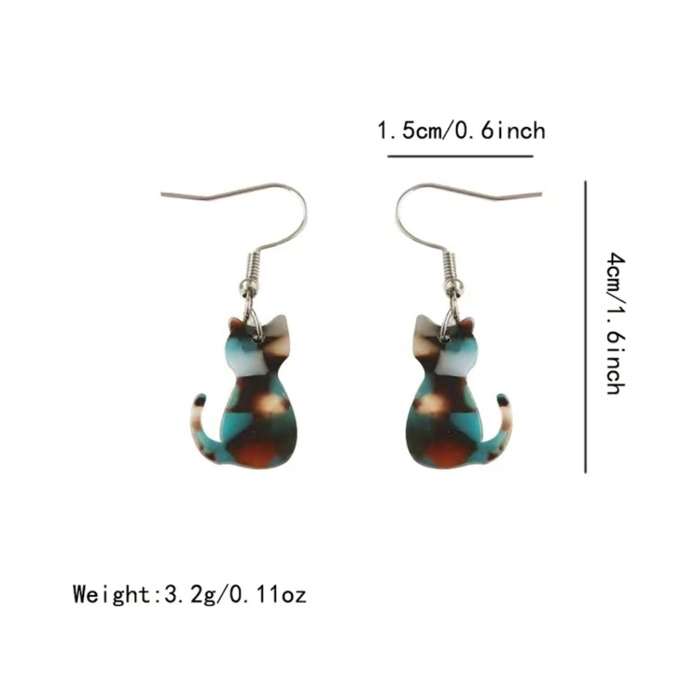 Retro Cat Design Acrylic Hook Earrings - Picture 4 of 4